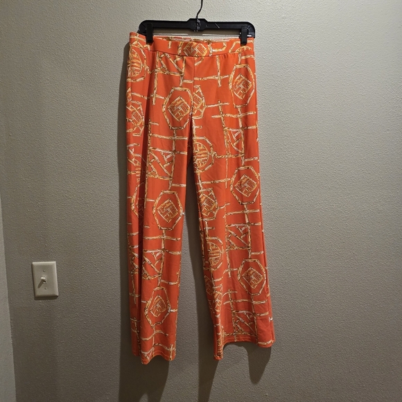 Jude Connally Pants - Jude Connally Orange Gold Bamboo Lattice Pull-On Soft Stretch Pant Size S NWOT